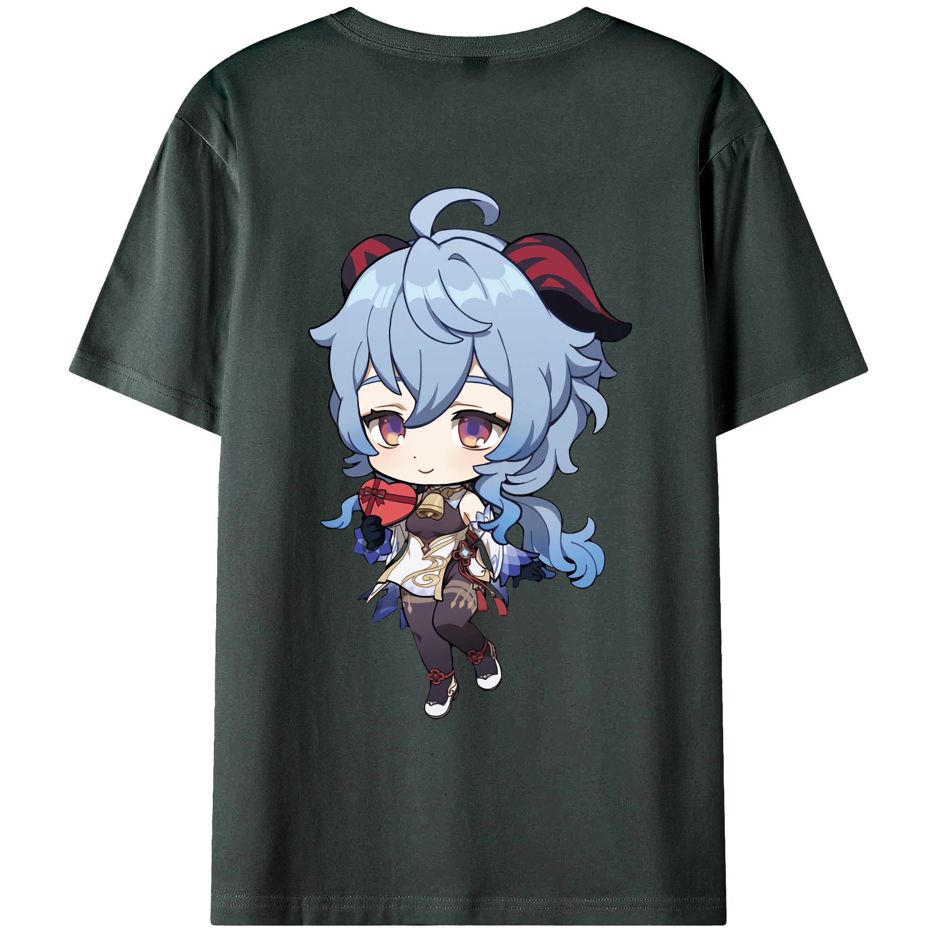 げんし神 甘雨 かんう genshin Ganyu 綿100％ メンズ半袖Tシャツ（バックプリント） 通気性